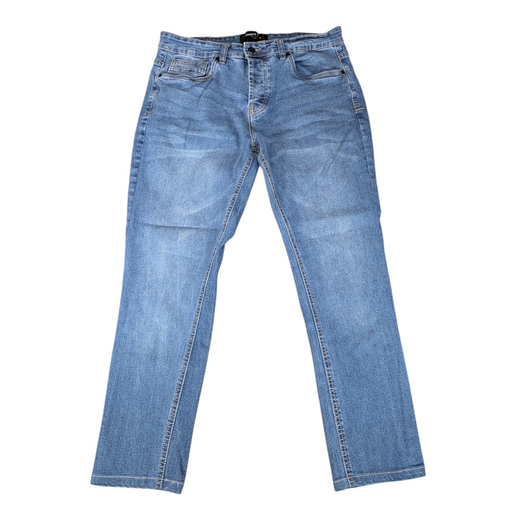Kenneth Cole New York Mens Athletic Fit Stretch Blue Jeans 32x30 Medium Wash